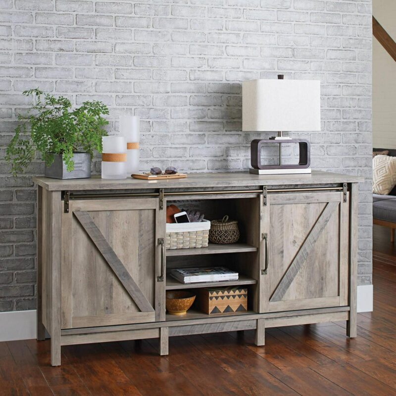 Better Homes and Gardens Modern Farmhouse TV Stand for TVs up to 70 , Rustic Gray - Image 9