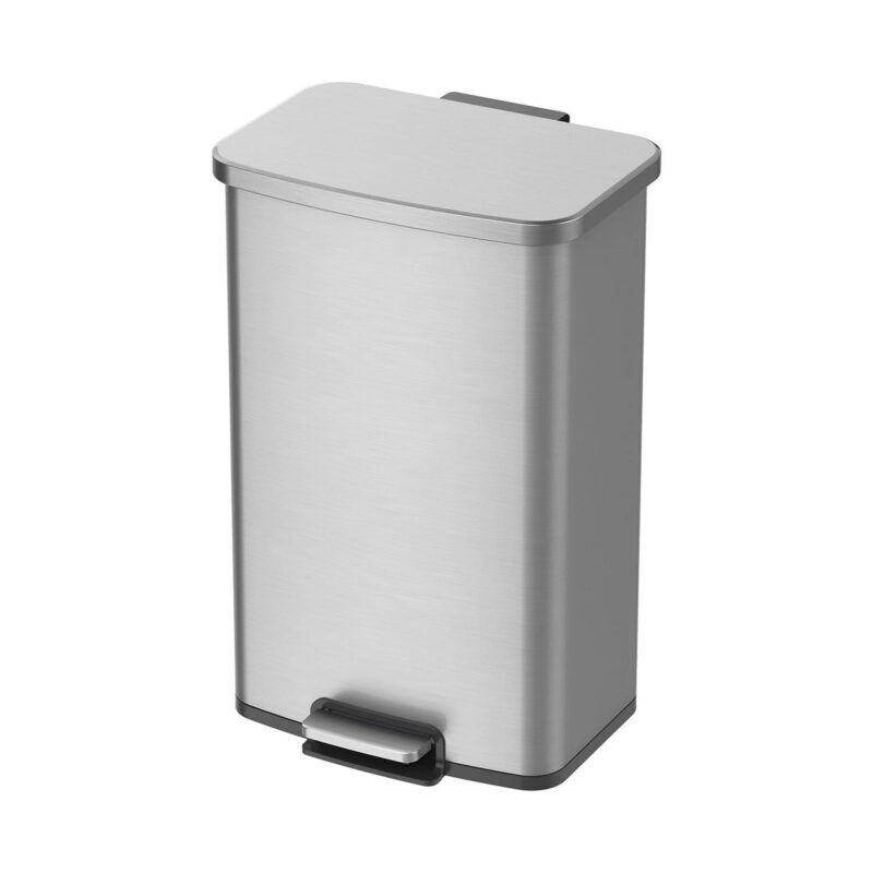 Better Homes and Gardens 13.2 Gallon Rectangular Stainless Steel Trash Can, Kitchen Step Trash Can