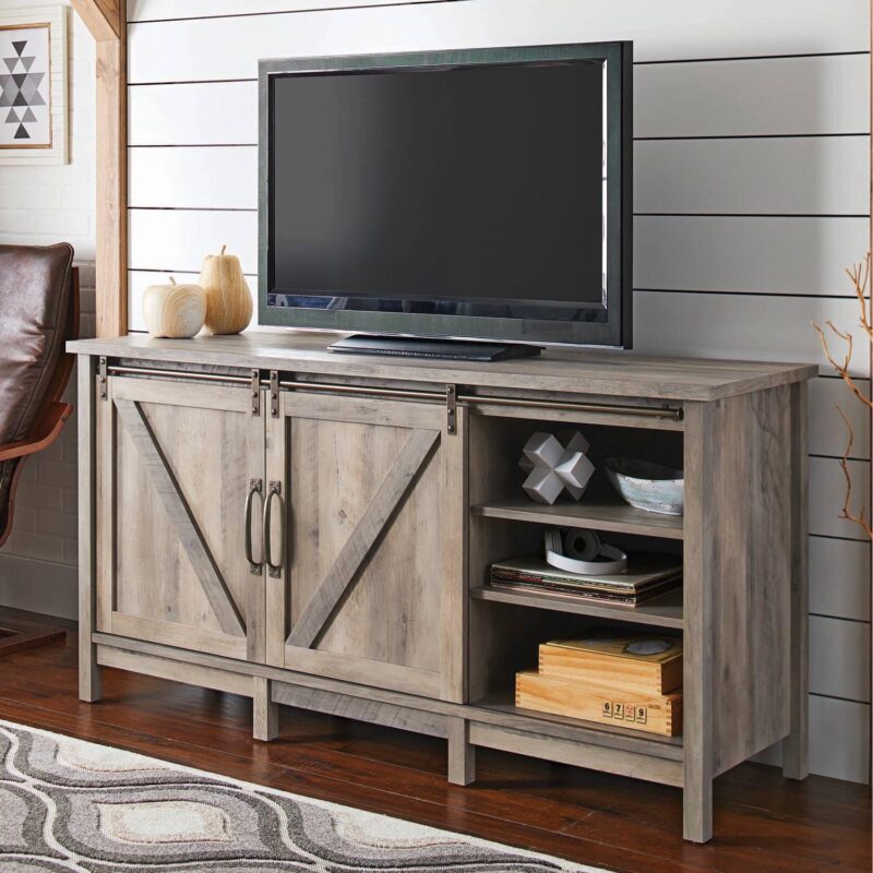 Better Homes and Gardens Modern Farmhouse TV Stand for TVs up to 70 , Rustic Gray - Image 4