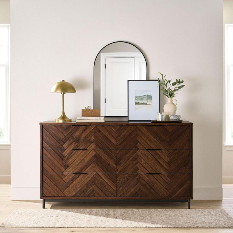Better Homes and Gardens Wyatt Geo 6-drawer Dresser, Walnut Finish