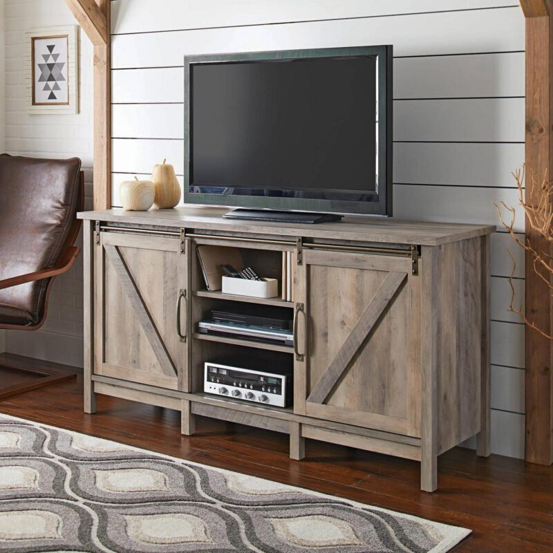 Better Homes and Gardens Modern Farmhouse TV Stand for TVs up to 70 , Rustic Gray