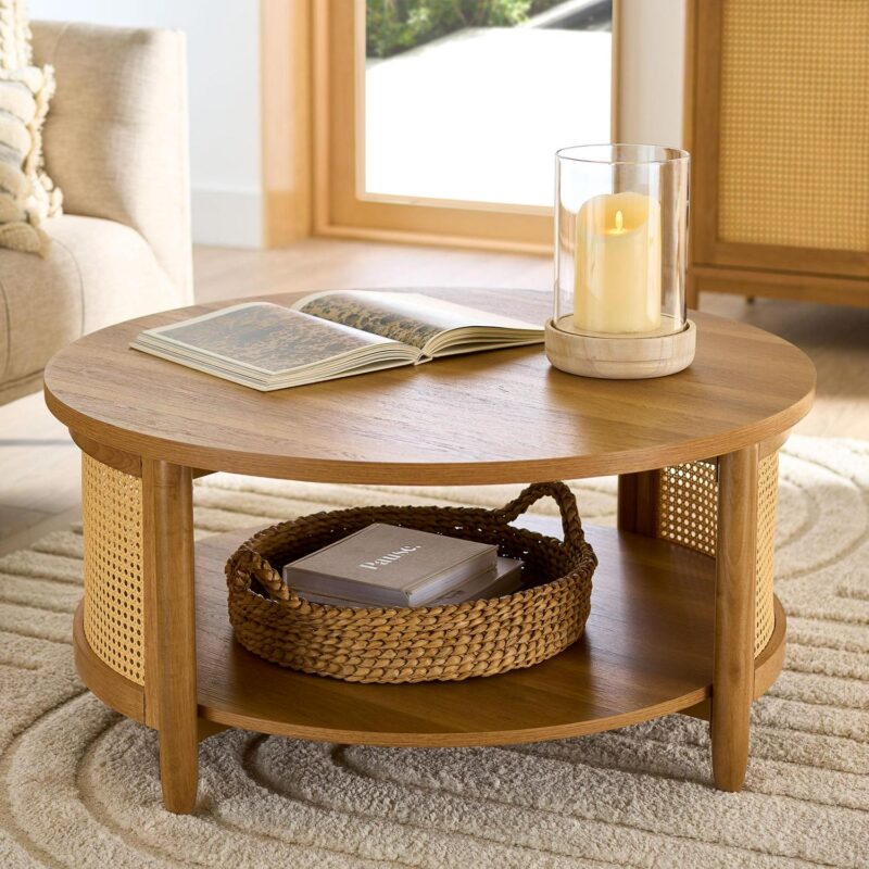 Better Homes and Gardens Springwood Caning Coffee Table, Light Honey Finish - Image 4