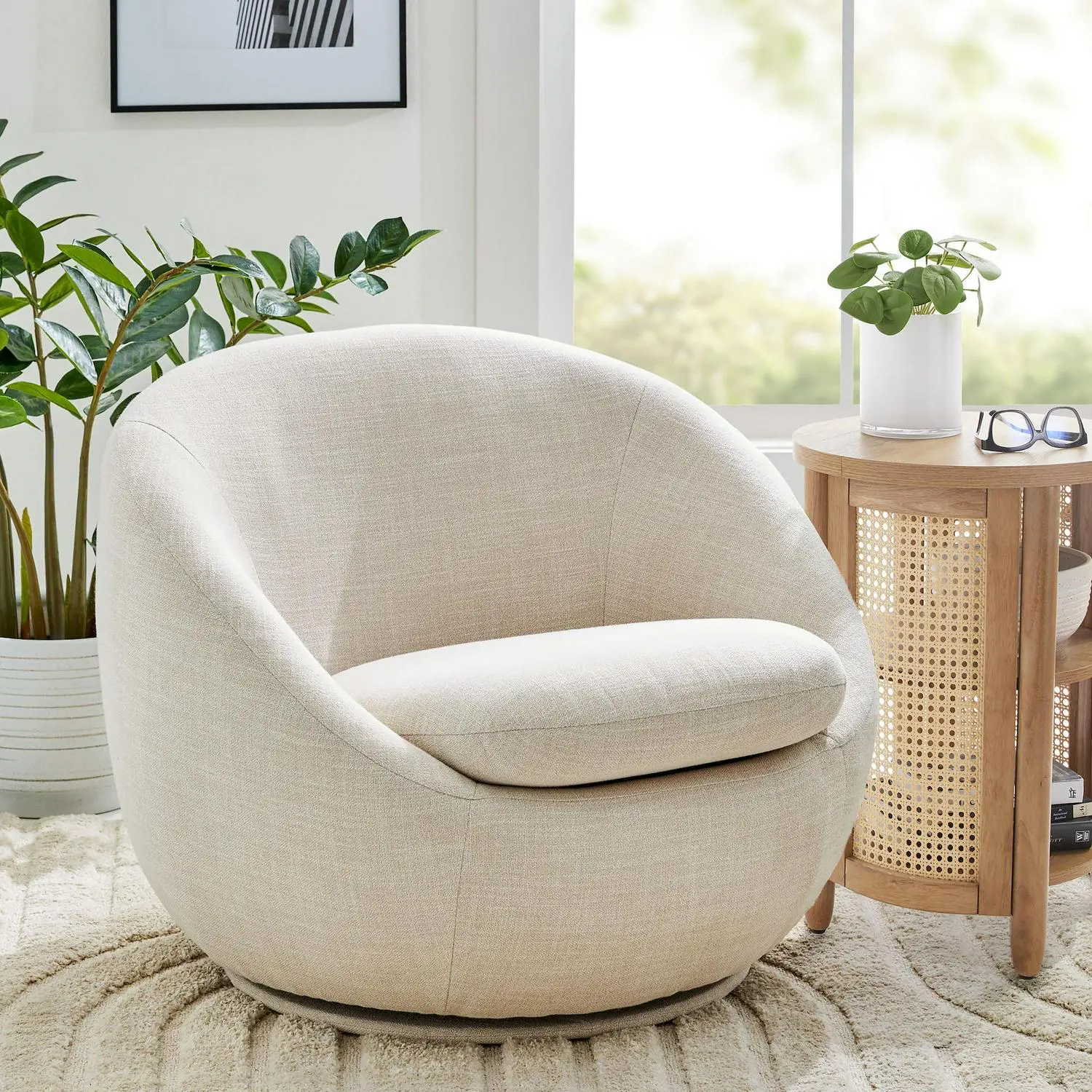 Better Homes and Gardens Mira Swivel Chair, Linen 1 Better Homes and Gardens Mira Swivel Chair, Linen
