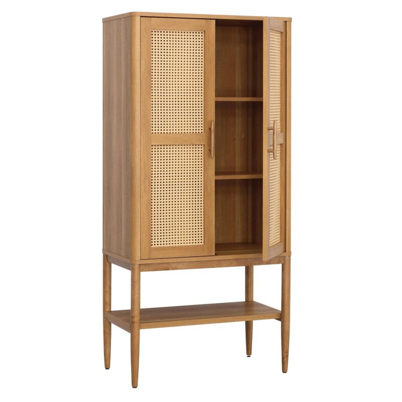 Better Homes and Gardens Springwood Caning Storage Cabinet, Light Honey Finish - Image 4