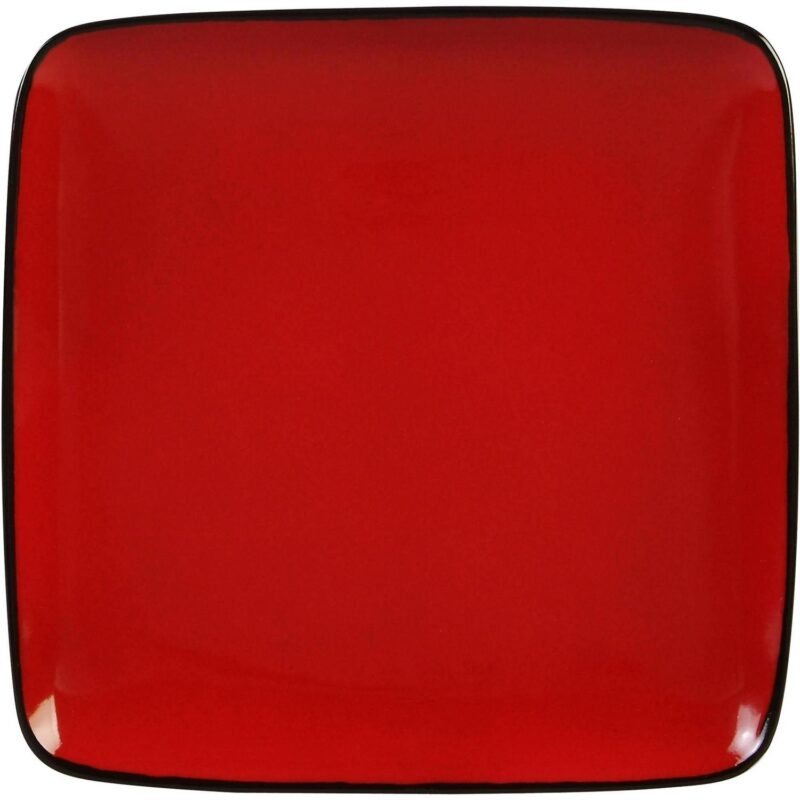 Better Homes and Gardens Rave Square Dinnerware, Red, Set Of 16 - Image 7