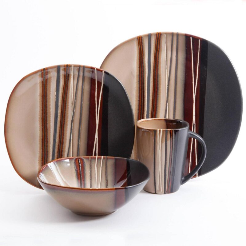 Better Homes and Gardens Bazaar Dinnerware, Brown, Set of 16