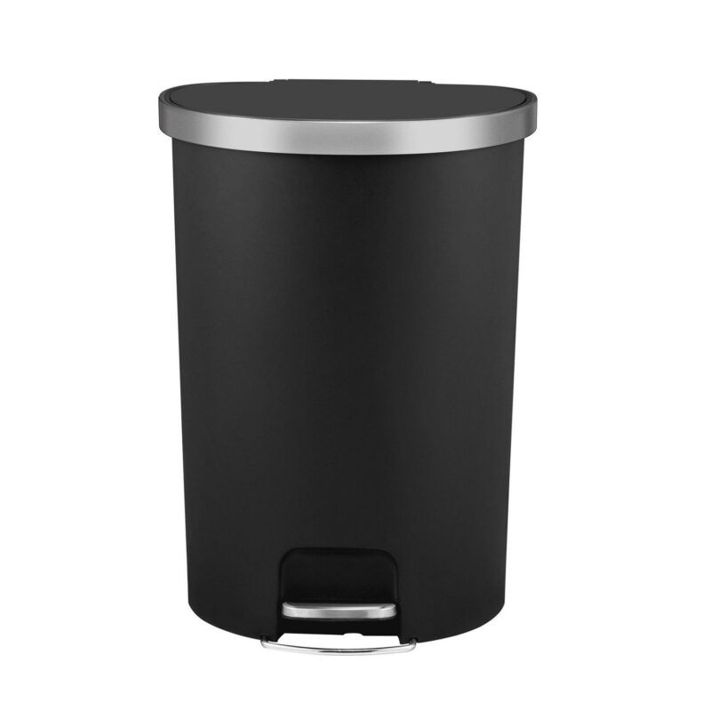 Better Homes and Gardens 14.5 Gallon Trash Can, Plastic Step On Kitchen Trash Can, Black - Image 2