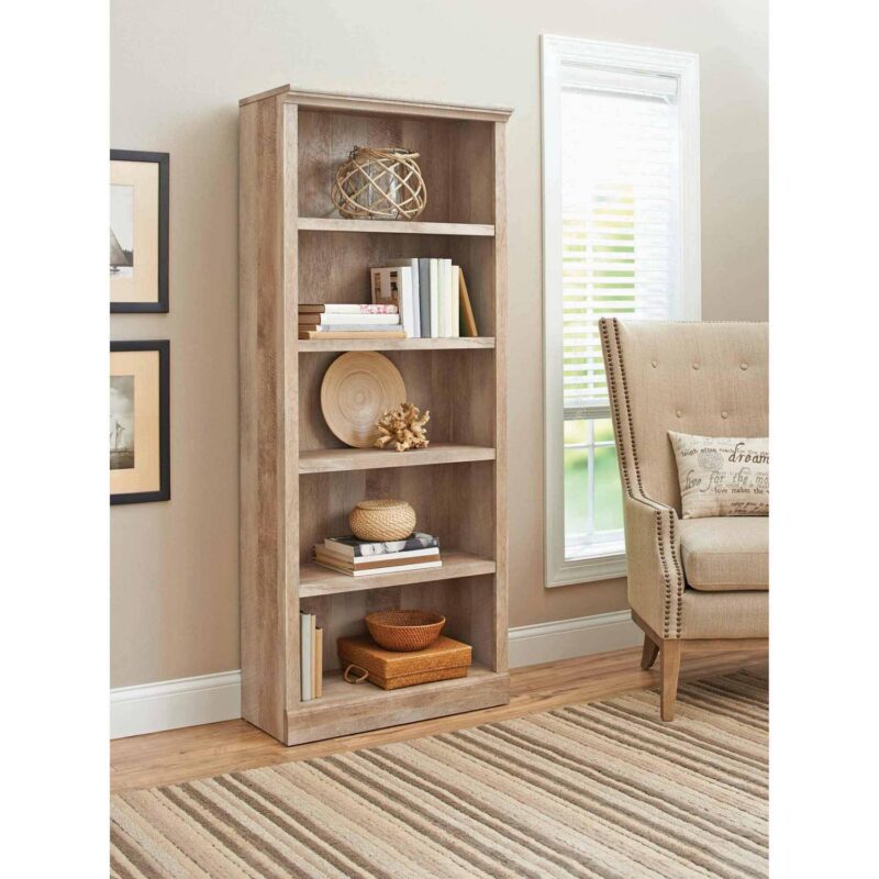 Better Homes and Gardens 71  Crossmill 5-Shelf Bookcase, Weathered Finish