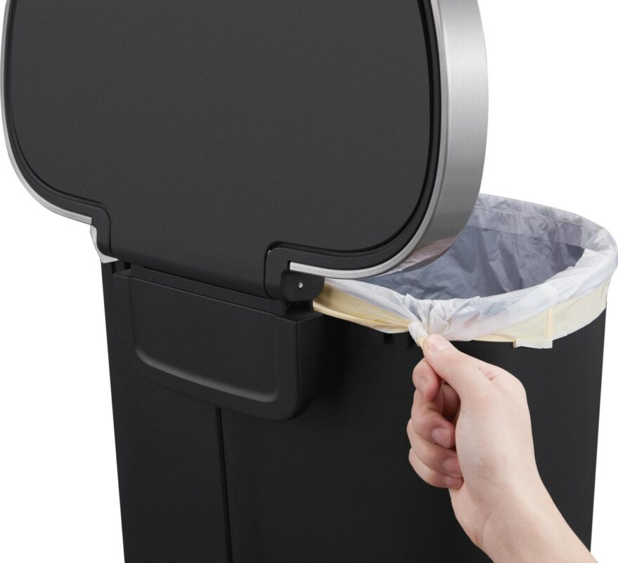 Better Homes and Gardens 14.5 Gallon Trash Can, Plastic Step On Kitchen Trash Can, Black - Image 11