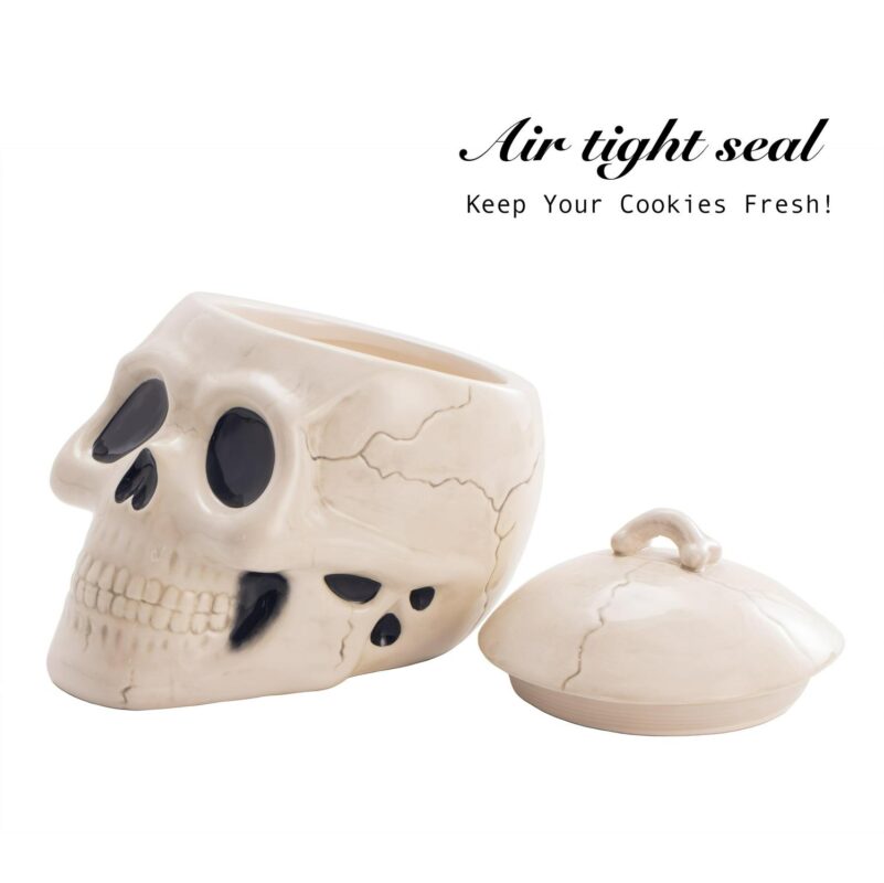 Bico Halloween Skull Air Tight Ceramic Cookie Jar, Dishwasher Safe - Image 3