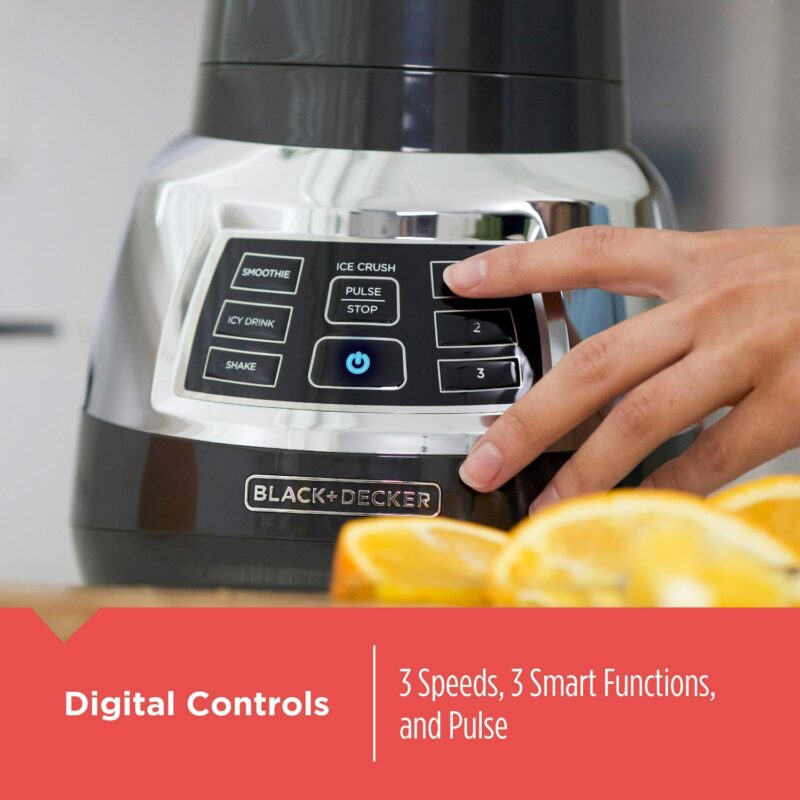 Black and Decker Quiet Blender, 48 oz Glass Jar, Personal Blending Jar, 900 W Peak Power, 3 Speeds, 3 Auto Functions, BL1400DG-P - Image 4
