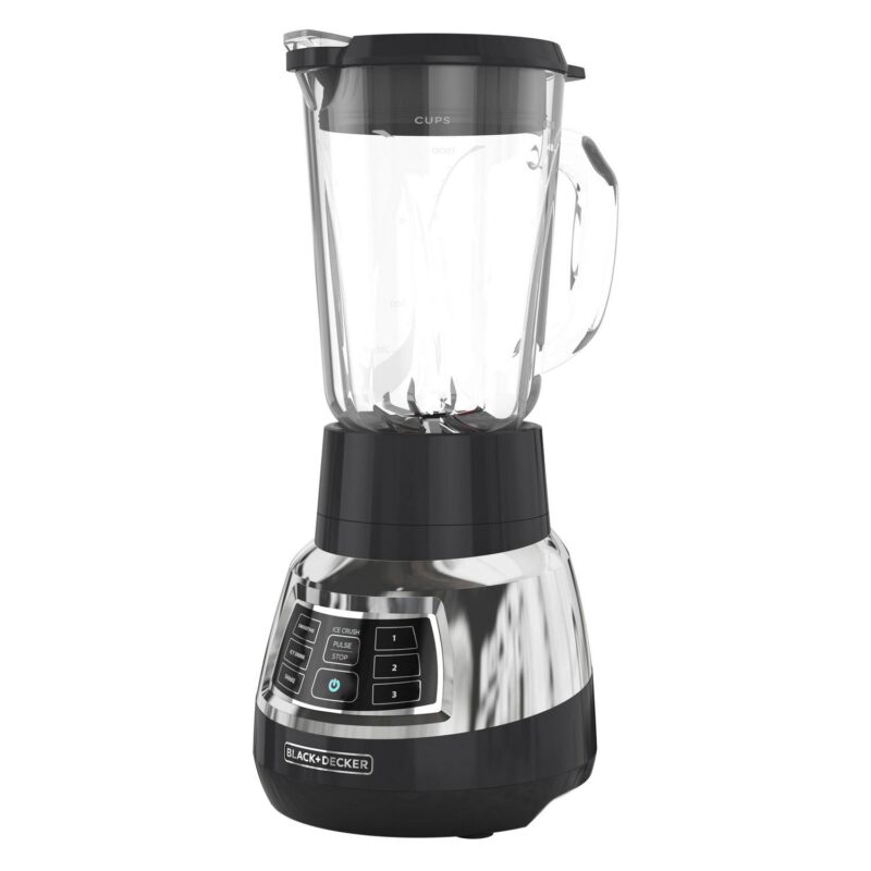 Black and Decker Quiet Blender, 48 oz Glass Jar, Personal Blending Jar, 900 W Peak Power, 3 Speeds, 3 Auto Functions, BL1400DG-P
