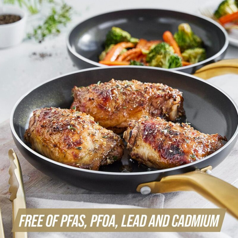 Blue Diamond Gold Edition Ceramic Nonstick 12 Piece Cookware Set, PFAS-Free, Gold - Image 7