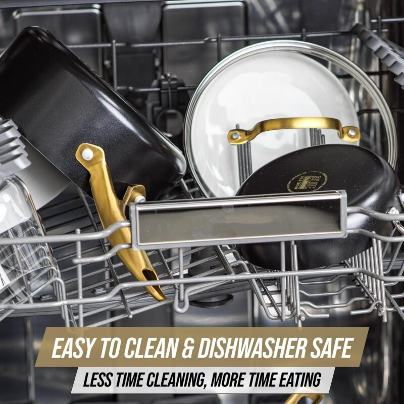 Blue Diamond Gold Edition Ceramic Nonstick 12 Piece Cookware Set, PFAS-Free, Gold - Image 13