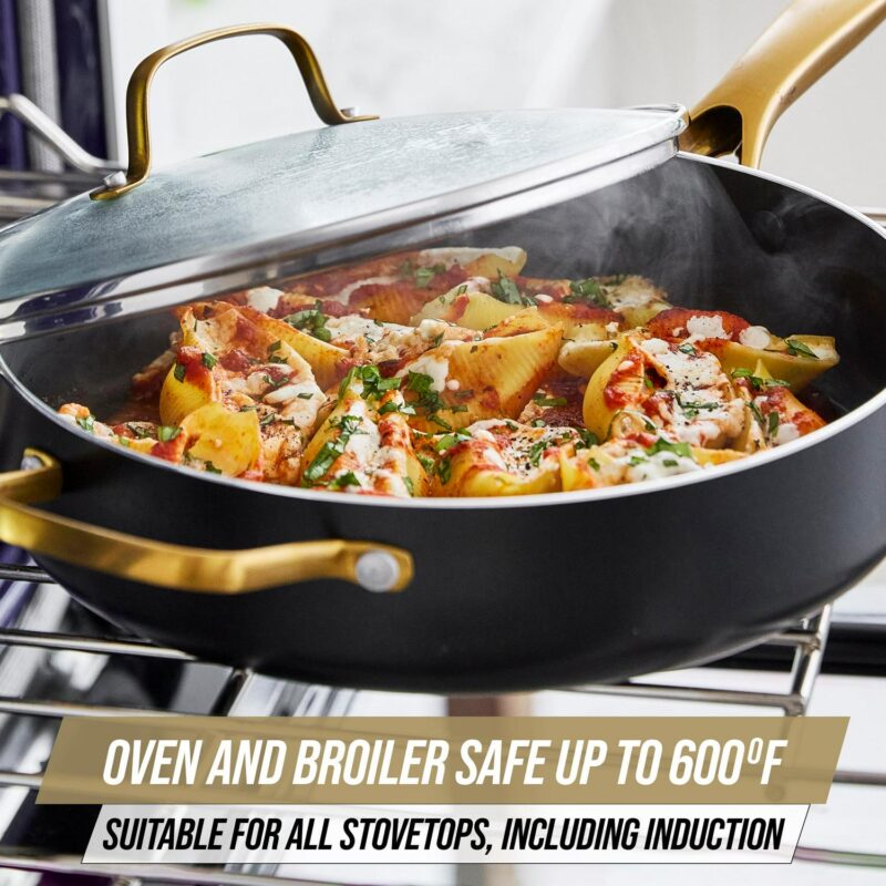Blue Diamond Gold Edition Ceramic Nonstick 12 Piece Cookware Set, PFAS-Free, Gold - Image 12