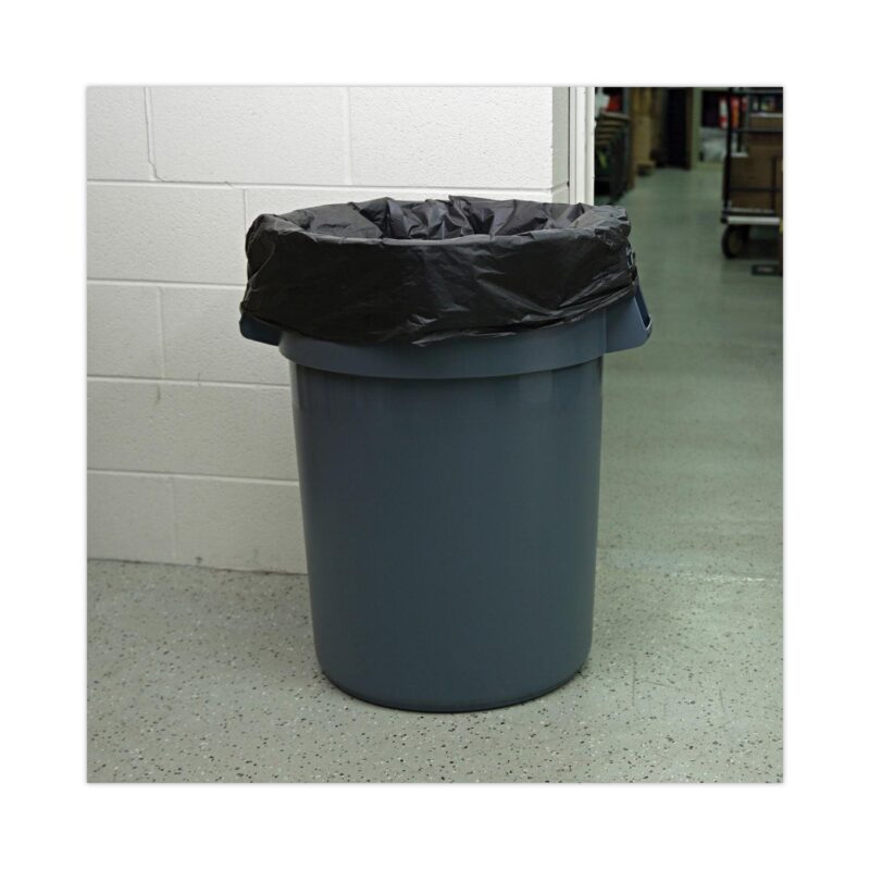 Boardwalk High-Density Trash Bags, 56 gal, 19 microns, 43  x 47 , Black, 25 Bags/Roll, 6 Rolls/Carton - Image 5