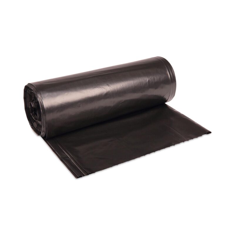 Boardwalk High-Density Trash Bags, 56 gal, 19 microns, 43  x 47 , Black, 25 Bags/Roll, 6 Rolls/Carton