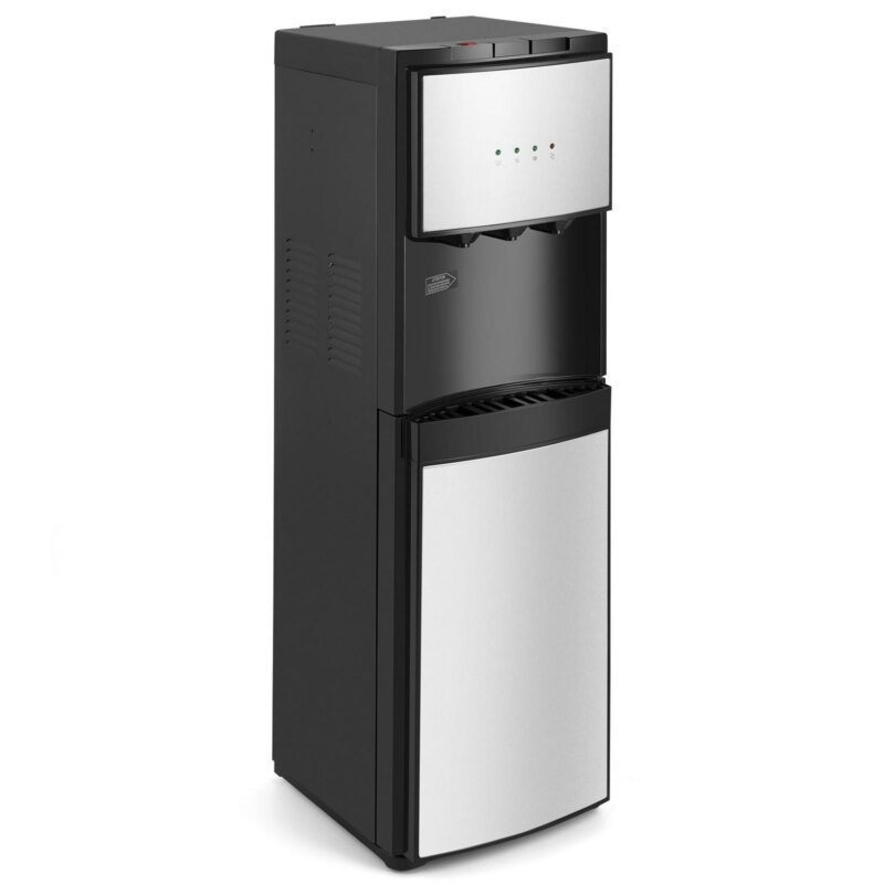 Bottom Loading 5 Gallon Water Cooler Dispenser Hot/Cold/Room 3 Temperature Compressor Cooling with Child Safety Lock(Silver,Black) - Image 15