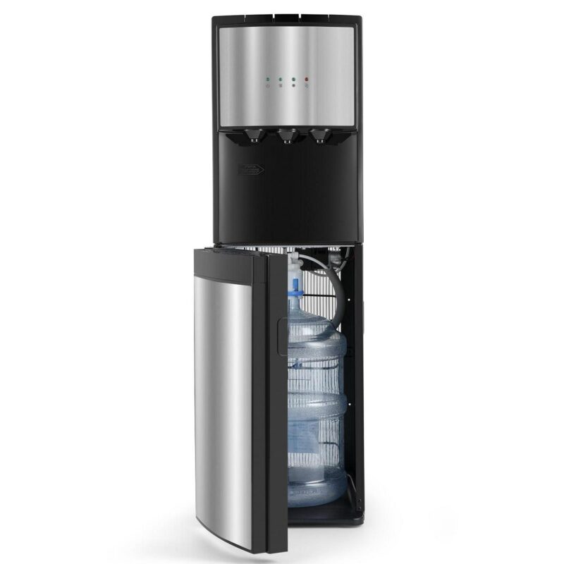 Bottom Loading 5 Gallon Water Cooler Dispenser Hot/Cold/Room 3 Temperature Compressor Cooling with Child Safety Lock(Silver,Black) - Image 3