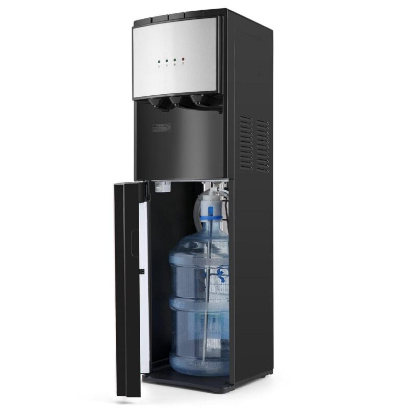 Bottom Loading 5 Gallon Water Cooler Dispenser Hot/Cold/Room 3 Temperature Compressor Cooling with Child Safety Lock(Silver,Black) - Image 4