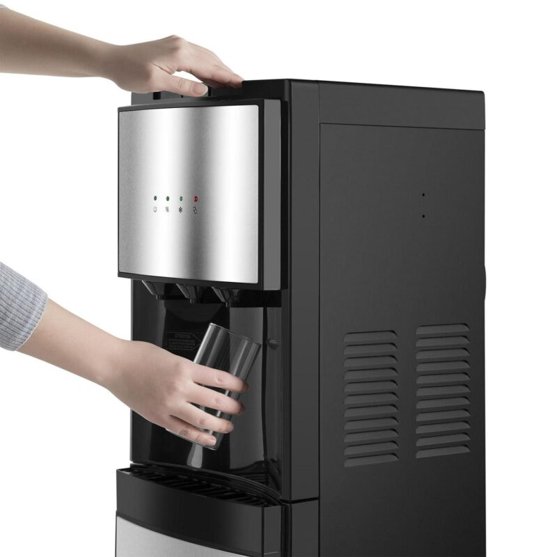 Bottom Loading 5 Gallon Water Cooler Dispenser Hot/Cold/Room 3 Temperature Compressor Cooling with Child Safety Lock(Silver,Black) - Image 8