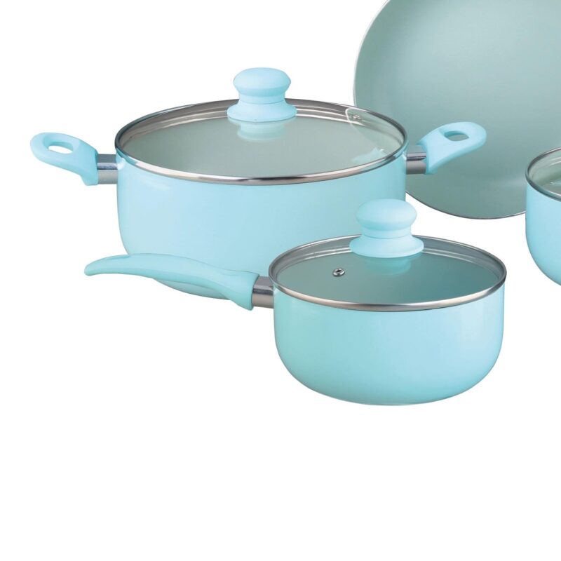 Brentwood BPS-207BL 7-piece Aluminum Non-Stick Cookware Set (Blue) - Image 5