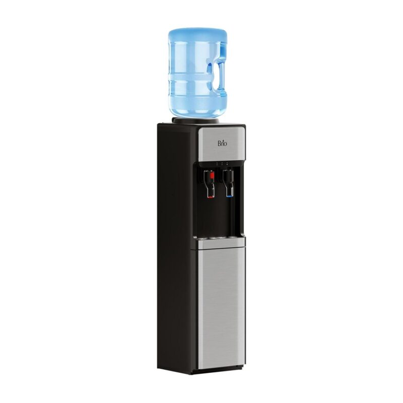 Brio 300 Series Slimline Top-Load Water Dispenser for 3 and 5 Gallon Bottles, Paddle Dispensing, Hot and Cold, LED Indicator Lights, Stainless Steel - Image 2