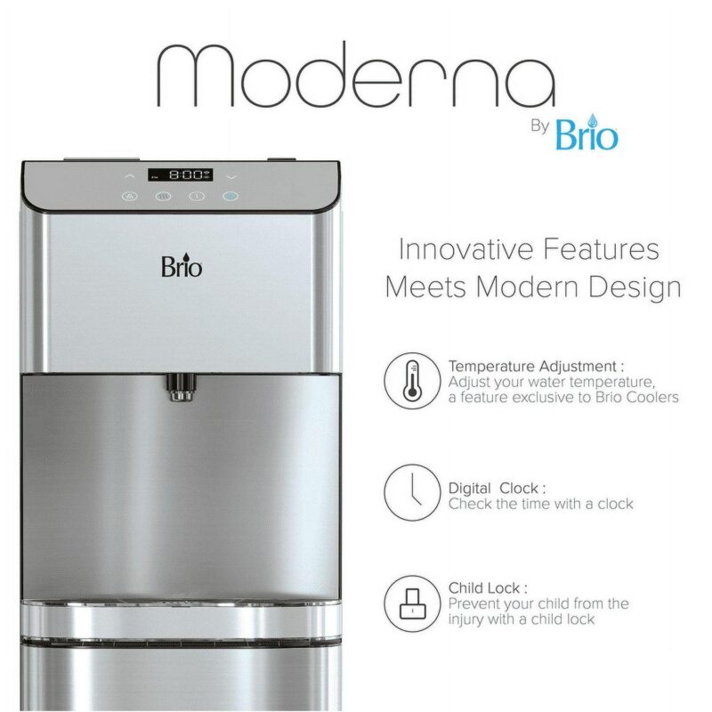 Brio 700 Series Bottom Load Hot, Cold and Room Water Cooler - Self Clean Ozone - Tri Temp W/Touch Dispense - Set Custom Temperature 39A -59A F Cold and 174A a 194A F Hot - Image 5