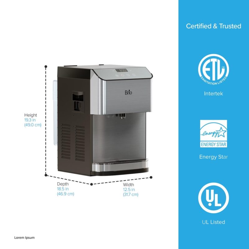 Brio 700 Series Countertop 3-Stage Water Cooler Dispenser, Connects to your water line, Height 19.3 - Image 7