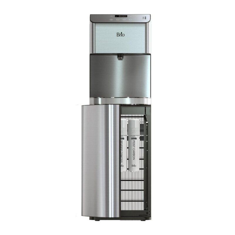 Brio 700 Series Moderna 4-Stage Filtration Reverse Osmosis Touch-Less Bottleless P.O.U. Tri-Temperature Hot 194 Degrees, Room and Cold 39 Degrees Digital Water Cooler Dispenser