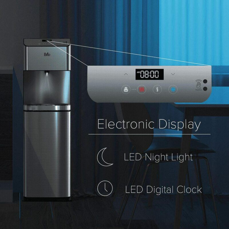 Brio 700 Series Self Cleaning 5 Gallon Bottom Load Tri Temp Water Cooler Dispenser Ranging 39-59A F Cold, 174a 194A F Hot and Room Temp Water - Image 6