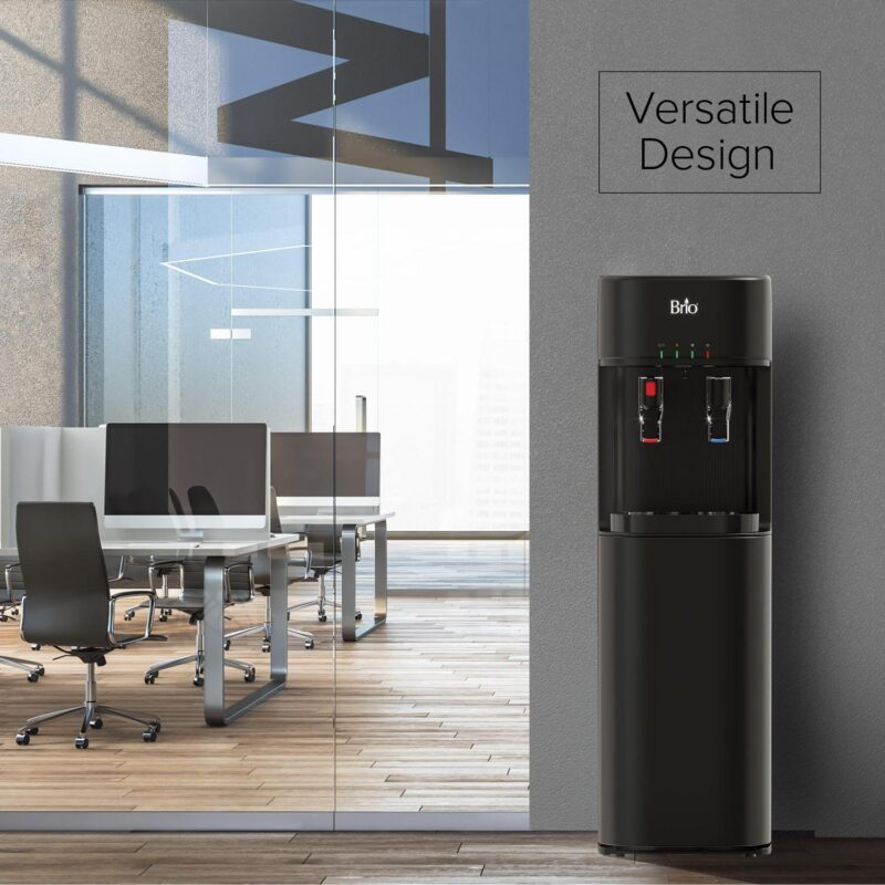 Brio Bottleless Water Dispenser with 3-Stage Filtration, Self-Cleaning, Paddle Dispensing, Hot and Cold, LED Indicator Lights, Black - Image 4