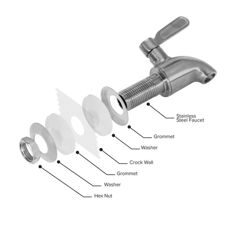 Brio Porcelain White Ceramic Water Dispenser Includes 8 Inch Wood Stand, Faucet and Lid - Image 5
