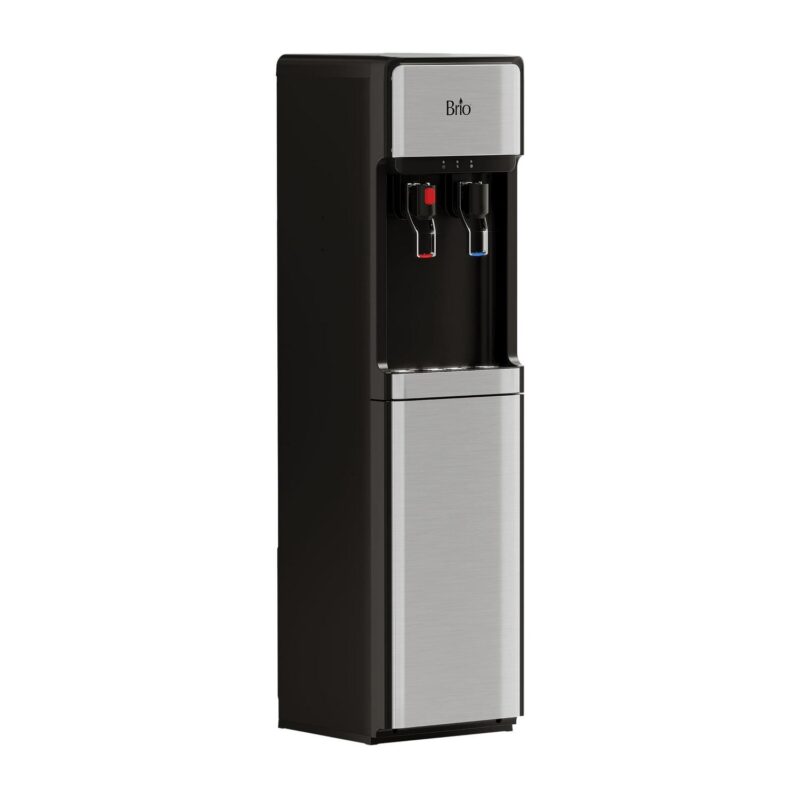 Brio Slimline Bottleless Water Dispenser with 2-Stage Filtration, Paddle Dispensing, Hot and Cold, 2 Extra Filters Included, Stainless Steel - Image 2