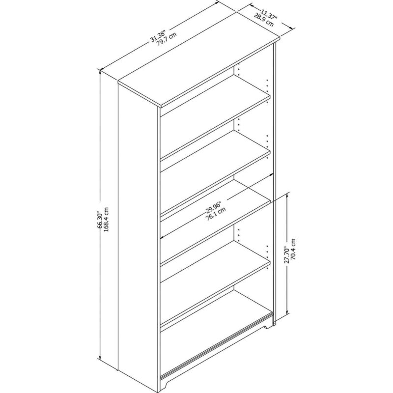 Bush Furniture Cabot 5-Shelf 66.3H Bookcase White WC31966 - Image 5