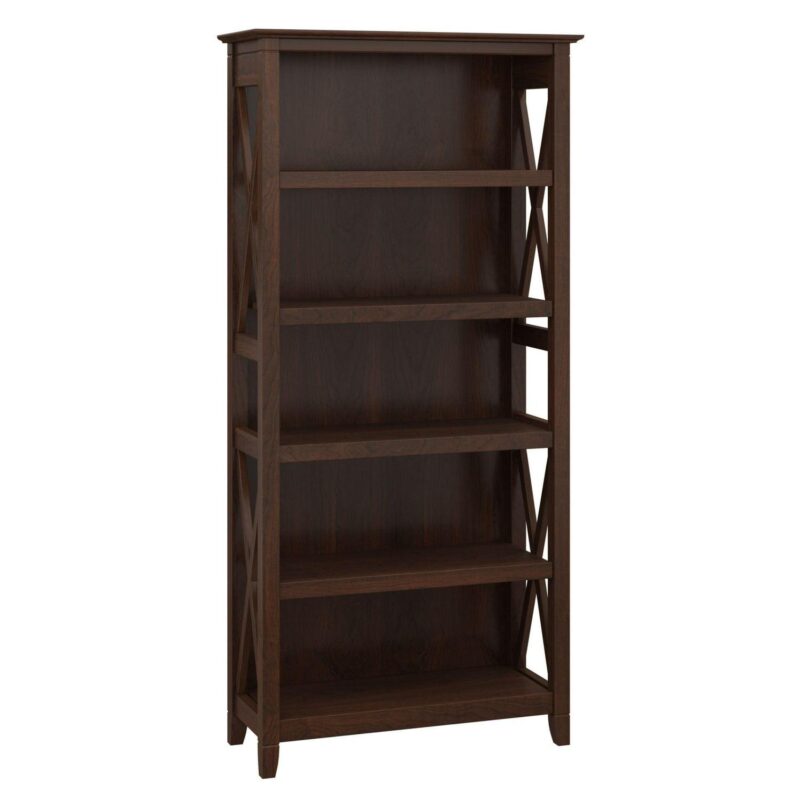 Bush Furniture Key West Tall 5 Shelf Bookcase, Bing Cherry