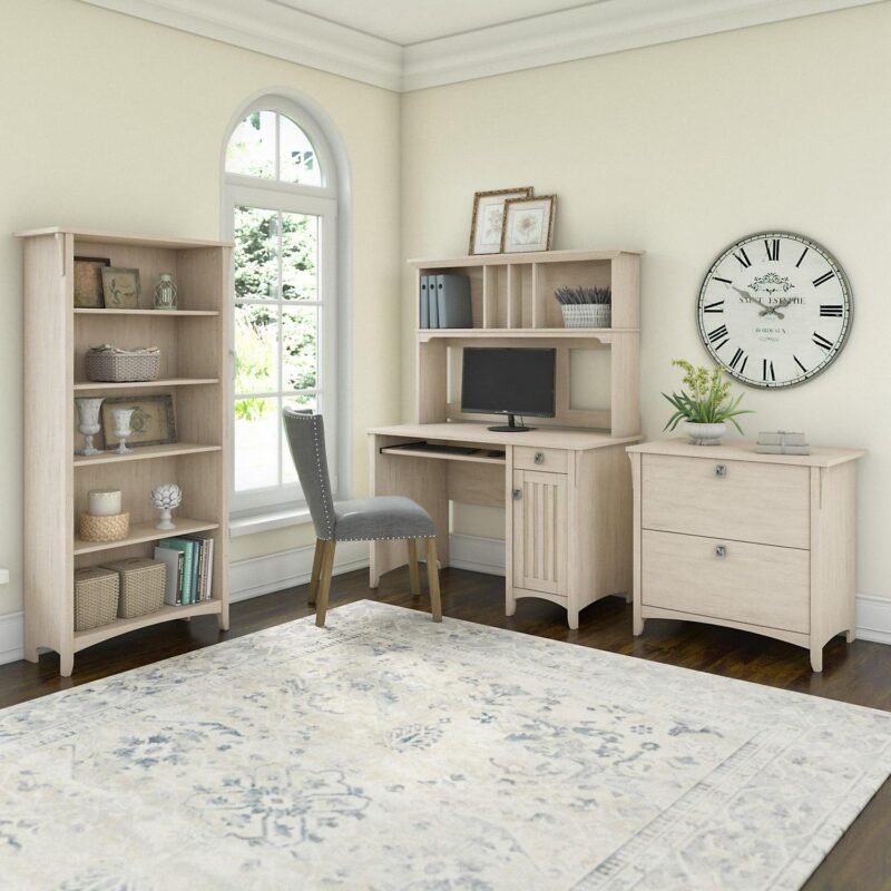 Bush Furniture Salinas Tall 5 Shelf Bookcase, Antique White - Image 3
