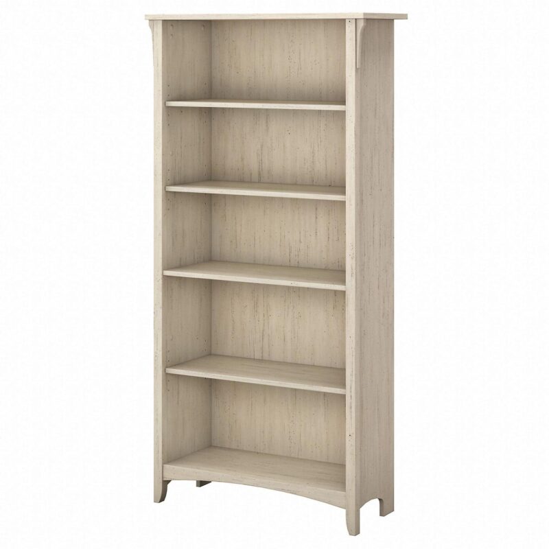 Bush Furniture Salinas Tall 5 Shelf Bookcase, Antique White