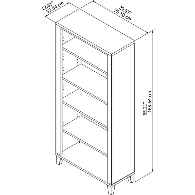 Bush Furniture Somerset Tall 5 Shelf Bookcase, Ash Gray - Image 5