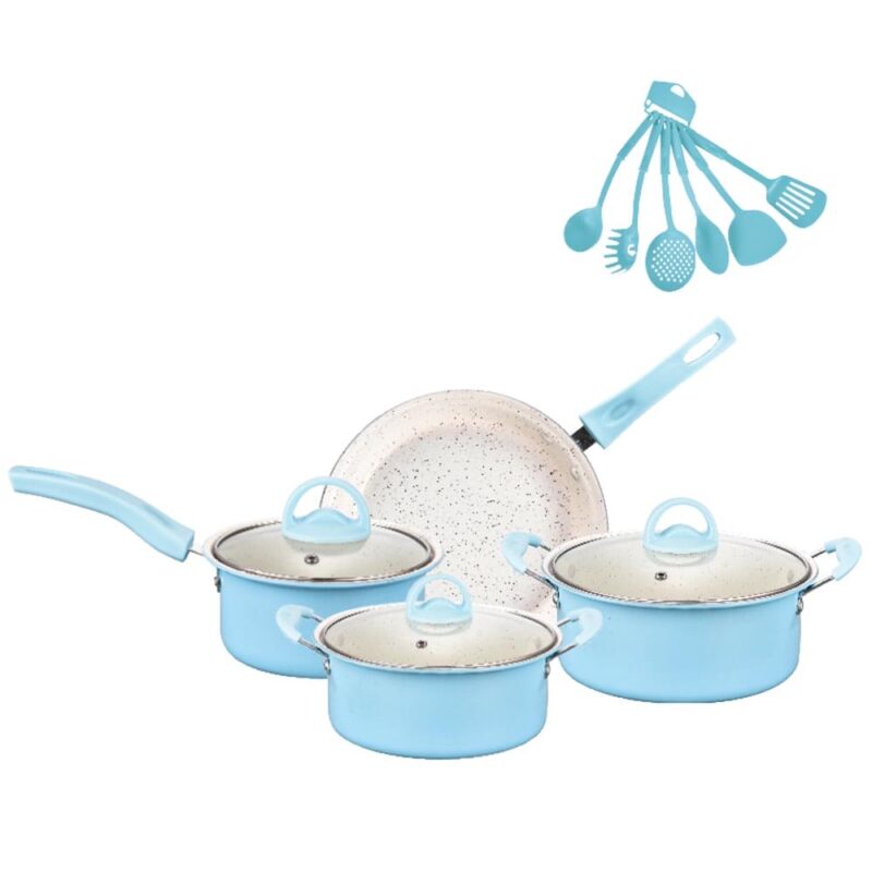 CACAGOO Small Nonstick 13 Piece Kitchen Cookware Pots and Frying Sauce Pans Set, PFAS-Free, Dishwasher , Turquoise - Image 10