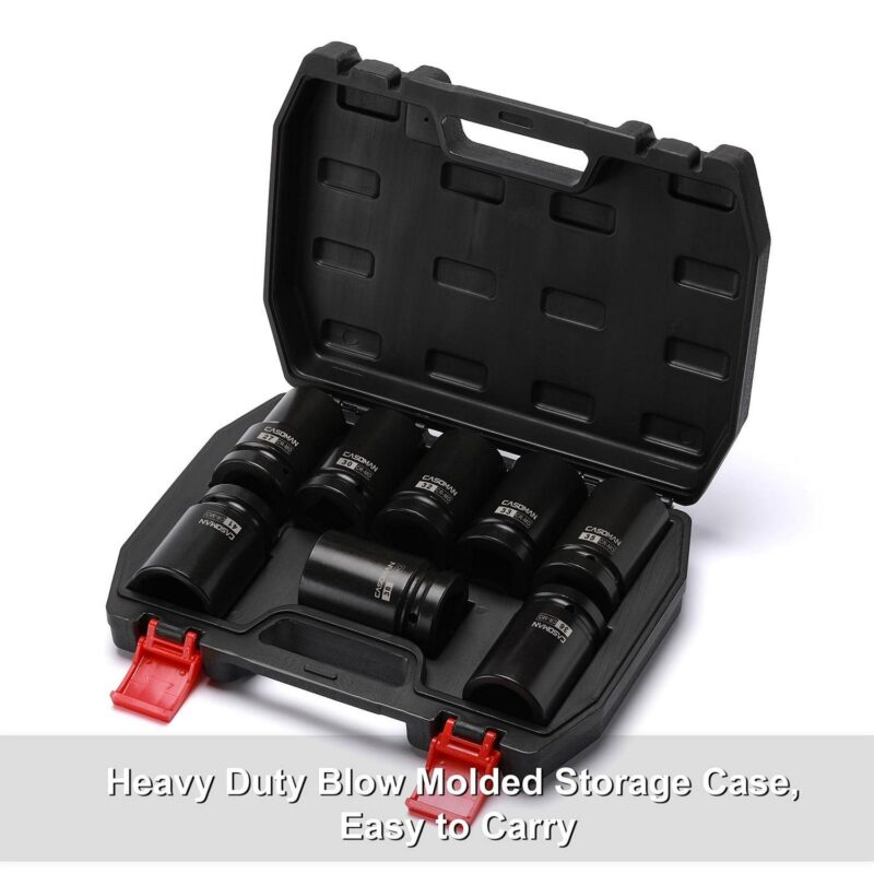 CASOMAN 8 Pieces 1-inch Drive Deep Impact Socket Set, CR-MO, Metric, 6-Point, Heavy Duty Wheel Impact Socket Set - Image 8