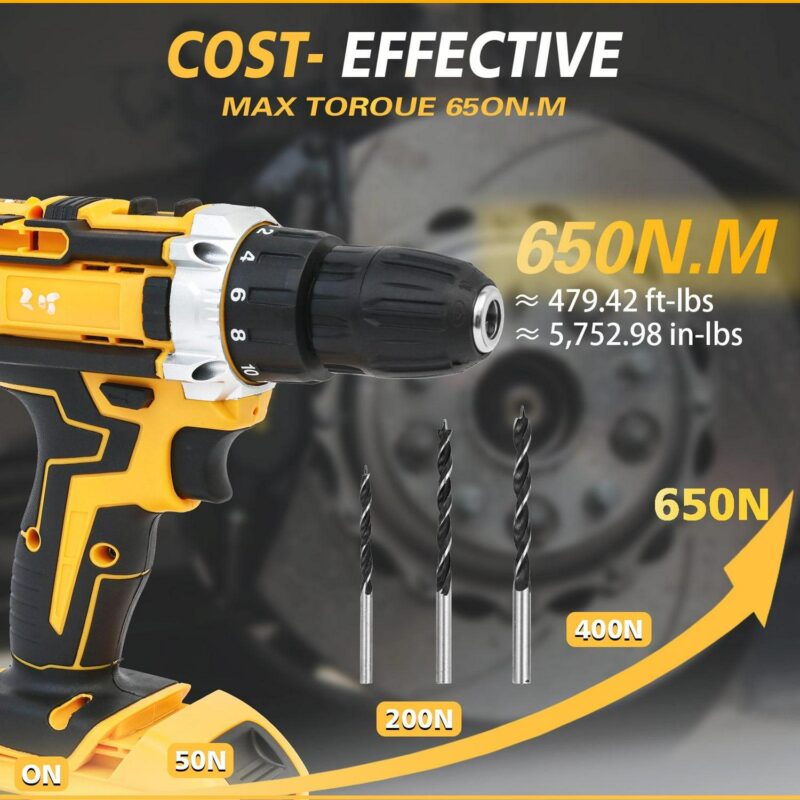CATGOOD Tool Set with 21V Cordless Drill, Drill Set with 2 Batteries and Charger, 120 PCS Electric Power Drill Impact Drill, Tool Set with Drill for DIY Screwdriver and Drilling - Image 3