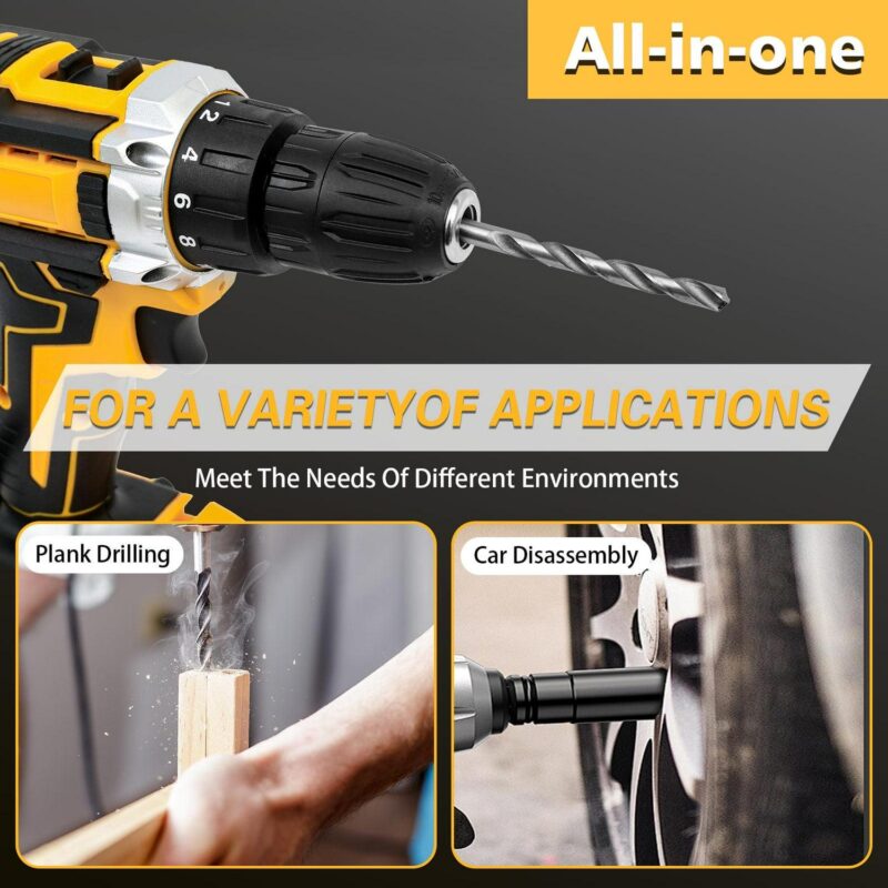 CATGOOD Tool Set with 21V Cordless Drill, Drill Set with 2 Batteries and Charger, 120 PCS Electric Power Drill Impact Drill, Tool Set with Drill for DIY Screwdriver and Drilling - Image 7