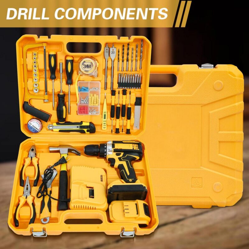 CATGOOD Tool Set with 21V Cordless Drill, Drill Set with 2 Batteries and Charger, 120 PCS Electric Power Drill Impact Drill, Tool Set with Drill for DIY Screwdriver and Drilling - Image 10