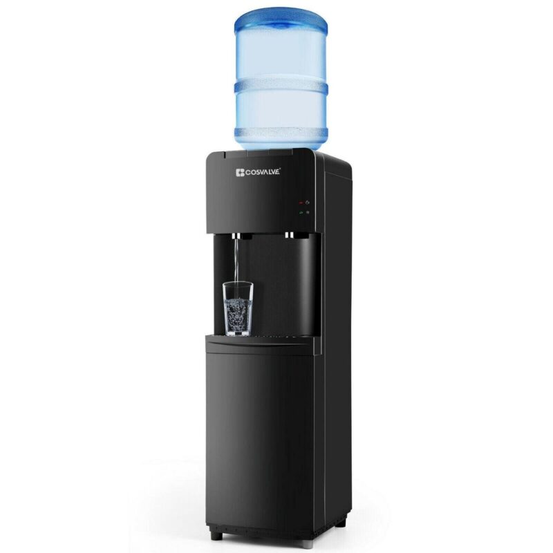 COSVALVE 5 Gallon Hot Cold Water Dispenser Cooler Top Loading with Child Safety Lock (Black)