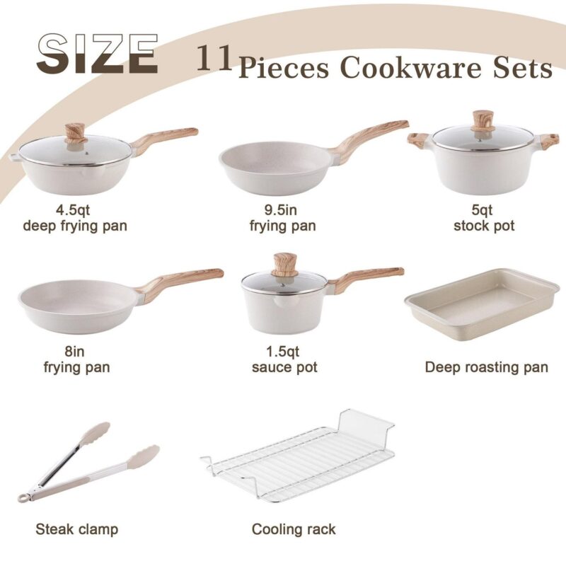 Caannasweis 10 Pieces Nonstick Cookware Sets Kitchen Induction Pots and Pans with Baking Pan Set - Image 2