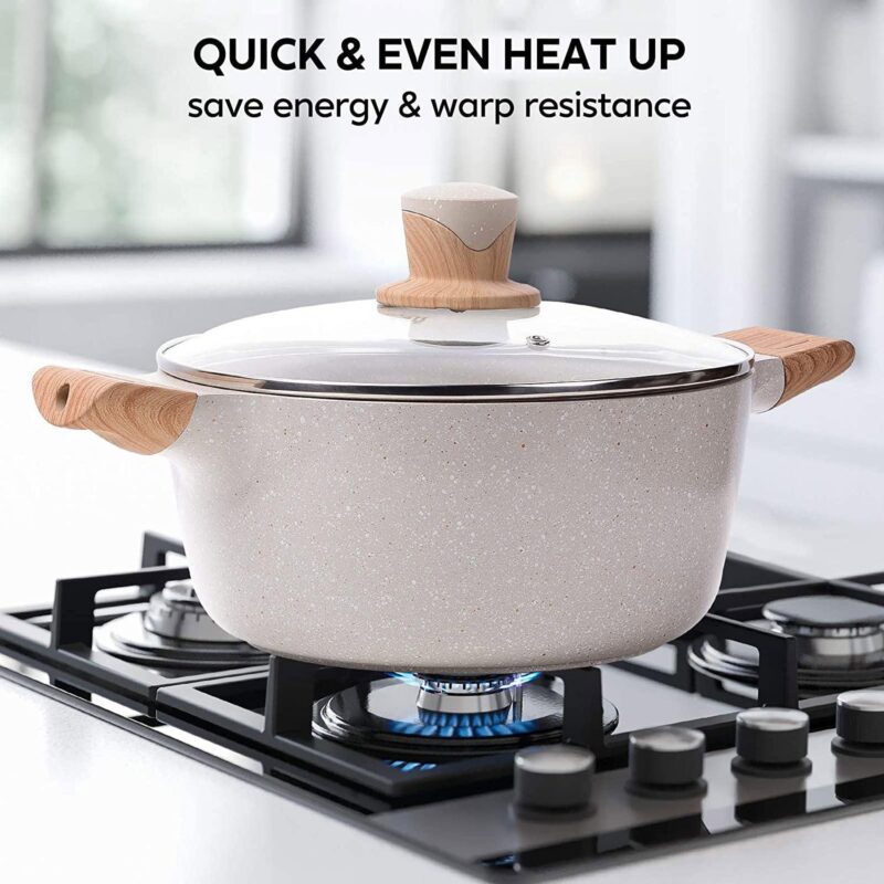 Caannasweis 10 Pieces Pots and Pans Nonstick Cookware Sets Granite Frying Pan Induction Cookware Pot - Image 6