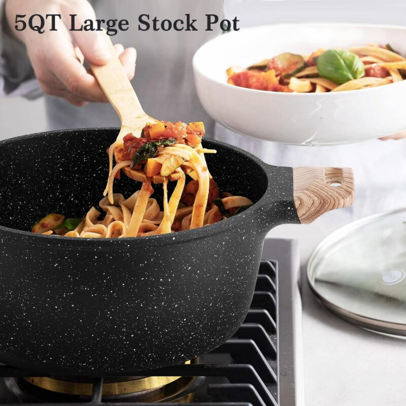 Caannasweis 10 Pieces Nonstick Cookware Sets Kitchen Induction Pots and Pans with Baking Pan Set - Image 4