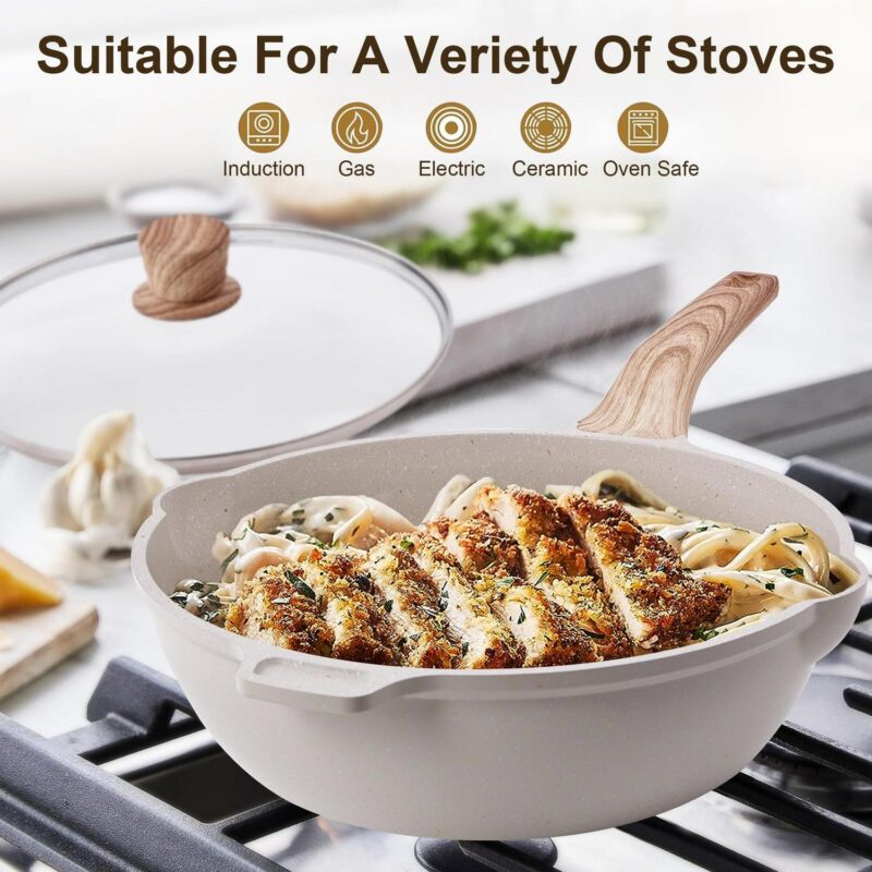 Caannasweis 10 Pieces Nonstick Cookware Sets Kitchen Induction Pots and Pans with Baking Pan Set - Image 6