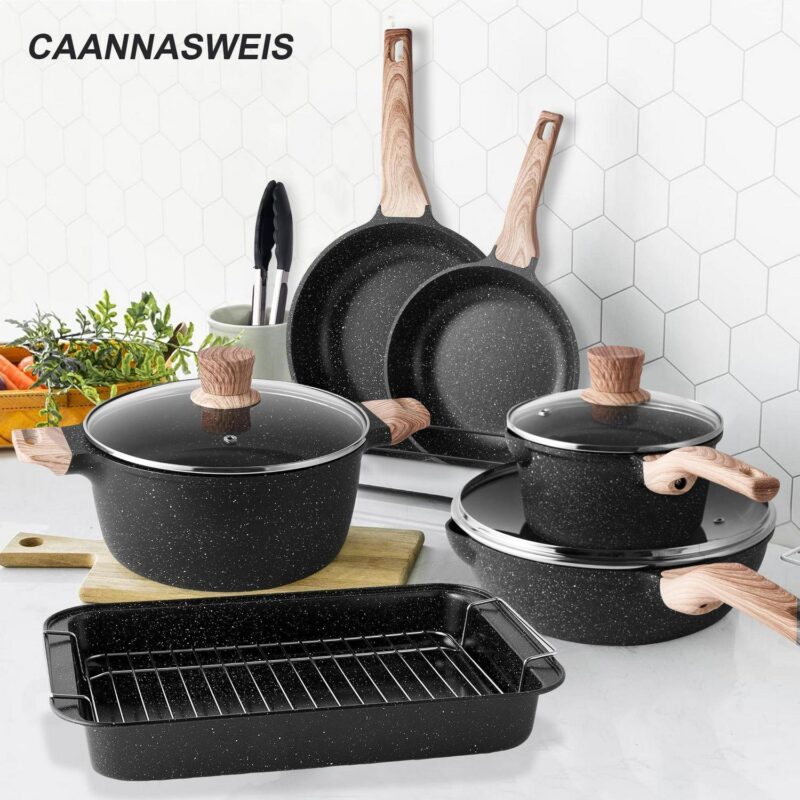 Caannasweis 10 Pieces Nonstick Cookware Sets Kitchen Induction Pots and Pans with Baking Pan Set - Image 7